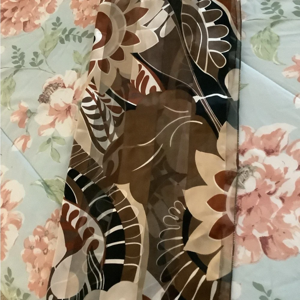 Fall silk scarf earth tones fall colors square nice gift idea brown beig…